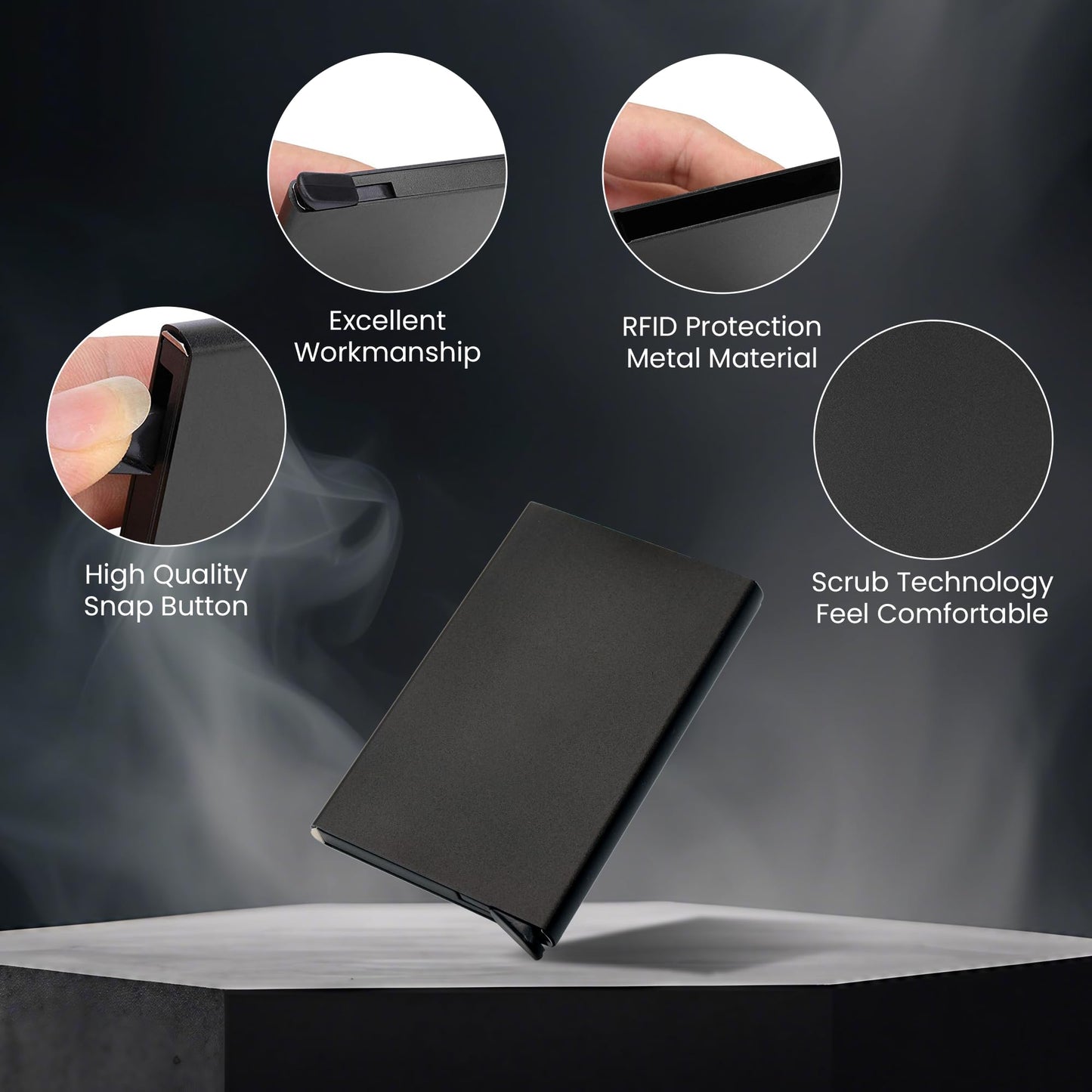 Storite 2 Pack Black Metal RFID Blocking Aluminium Pop Up Slim Credit Or Debit/ATM Card Holder Case Holds 6 Bank Cards Case for Men & Women - (9.5 x 0.9 x 6 Cm)