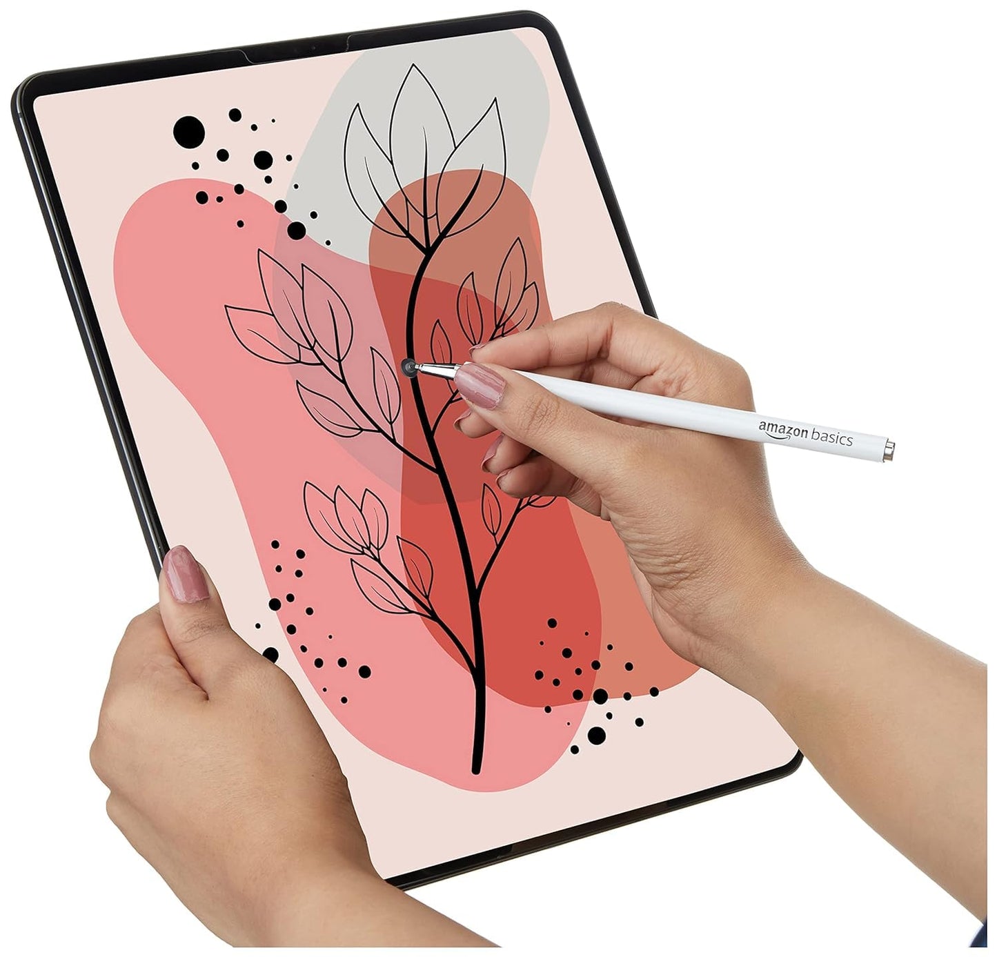 Amazon Basics Capacitive Stylus Pen for iOS and Android Touchscreen Devices, Fine Point Disc Tip, Lightweight Metal Body with Magnetic Cover, (White)