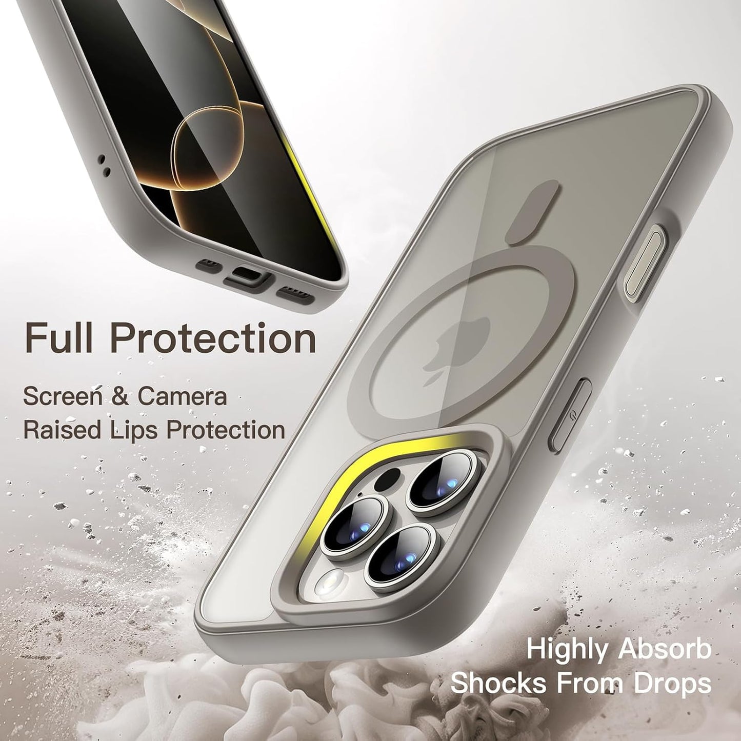 DIZORO Compatible iPhone 16 Pro Case,Compatible with MagSafe, Non Yellow Military-Grade Drop Protection & Hard PC Back Cover Slim Transparent Anti-Scratch Shockproof Phone Case - Natural Titanium