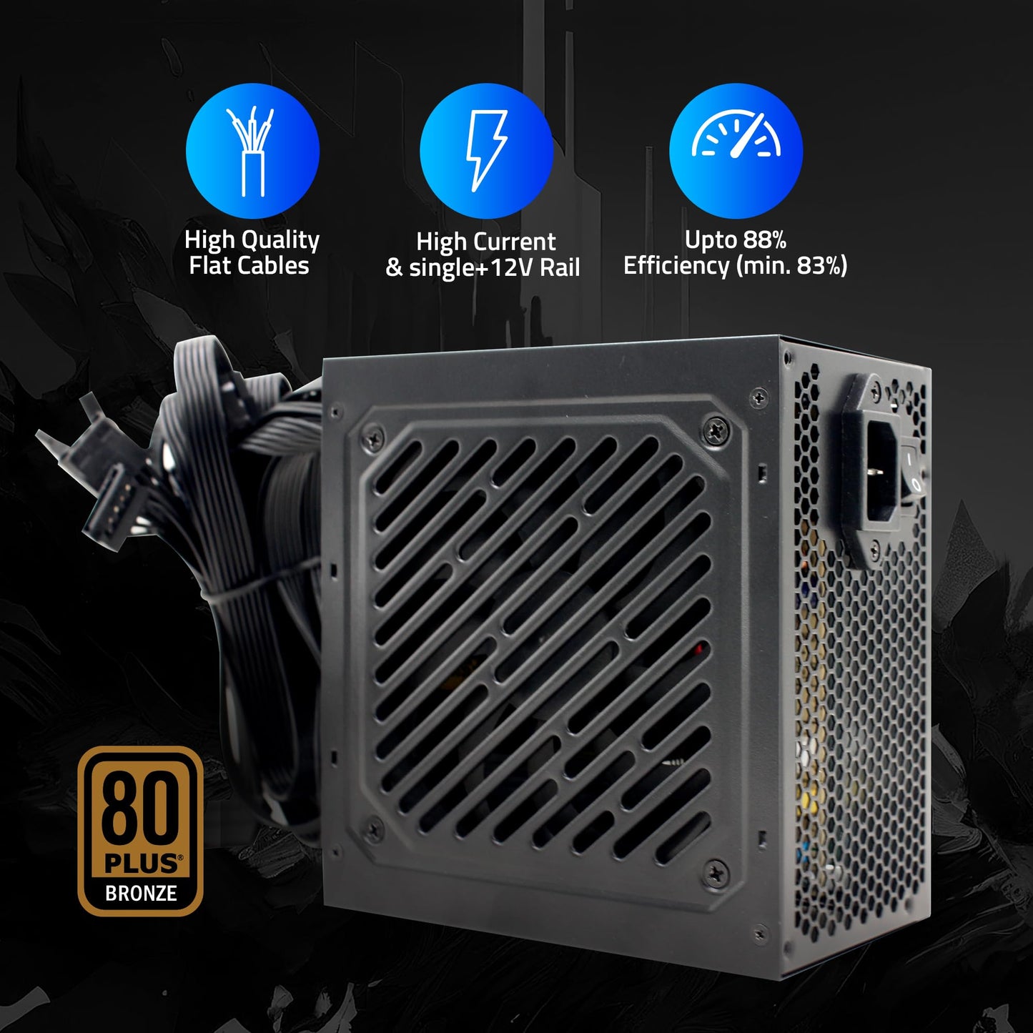 Artis EZ8898B-450 80 Plus Bronze Power Supply Unit with 12CM Thermally Controlled Silent Fan & DC to DC Technology