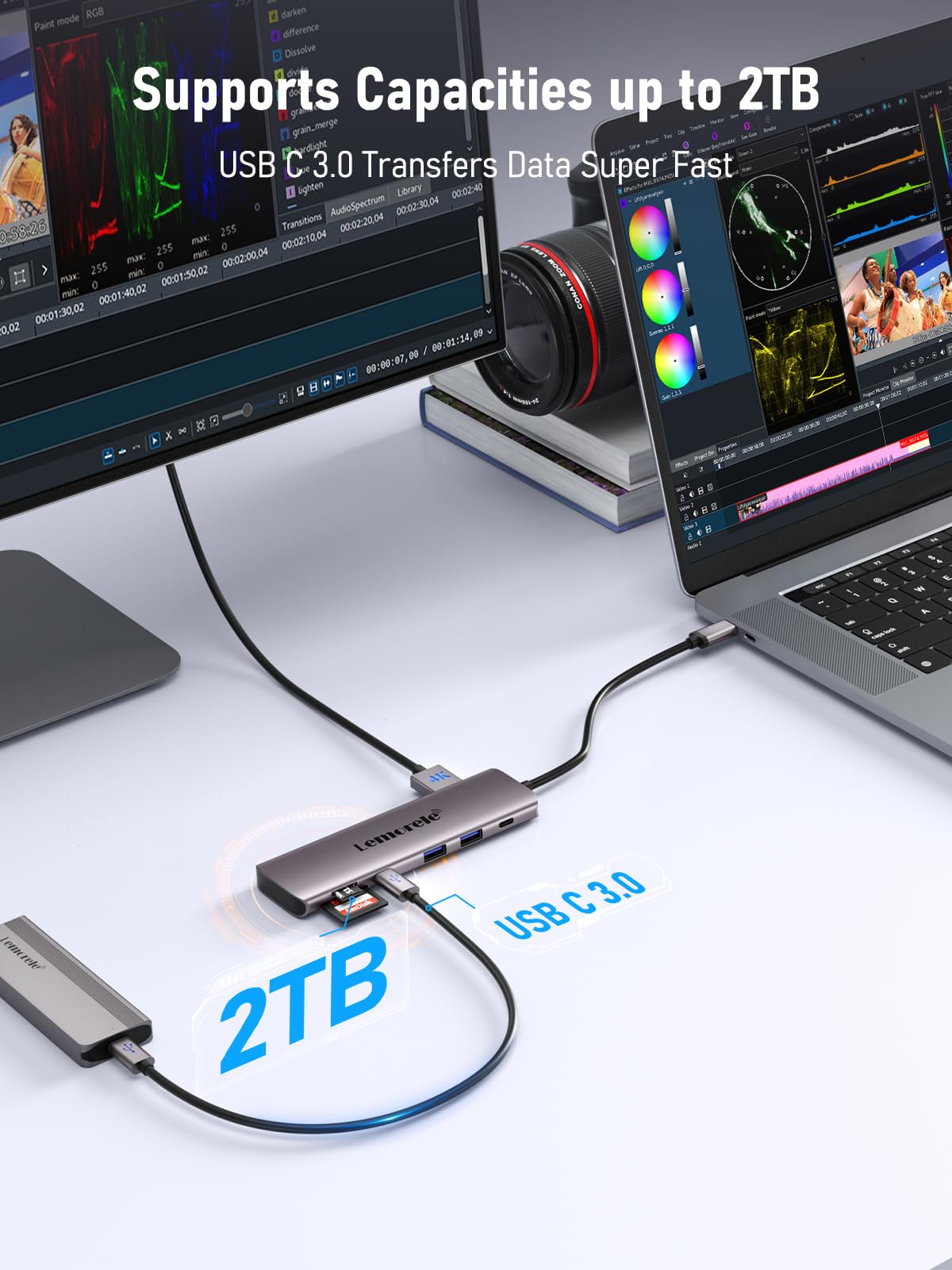 Lemorele USB C to Dual HDMI Hub, 10-in-1 USB C Docking Station Dual Monitors for Windows, USB C Multiple Hub with Dual HDMI, 4*USB, USB-C Data, 100W PD, SD/TF Slot for Dell, Lenovo Yoga, etc.