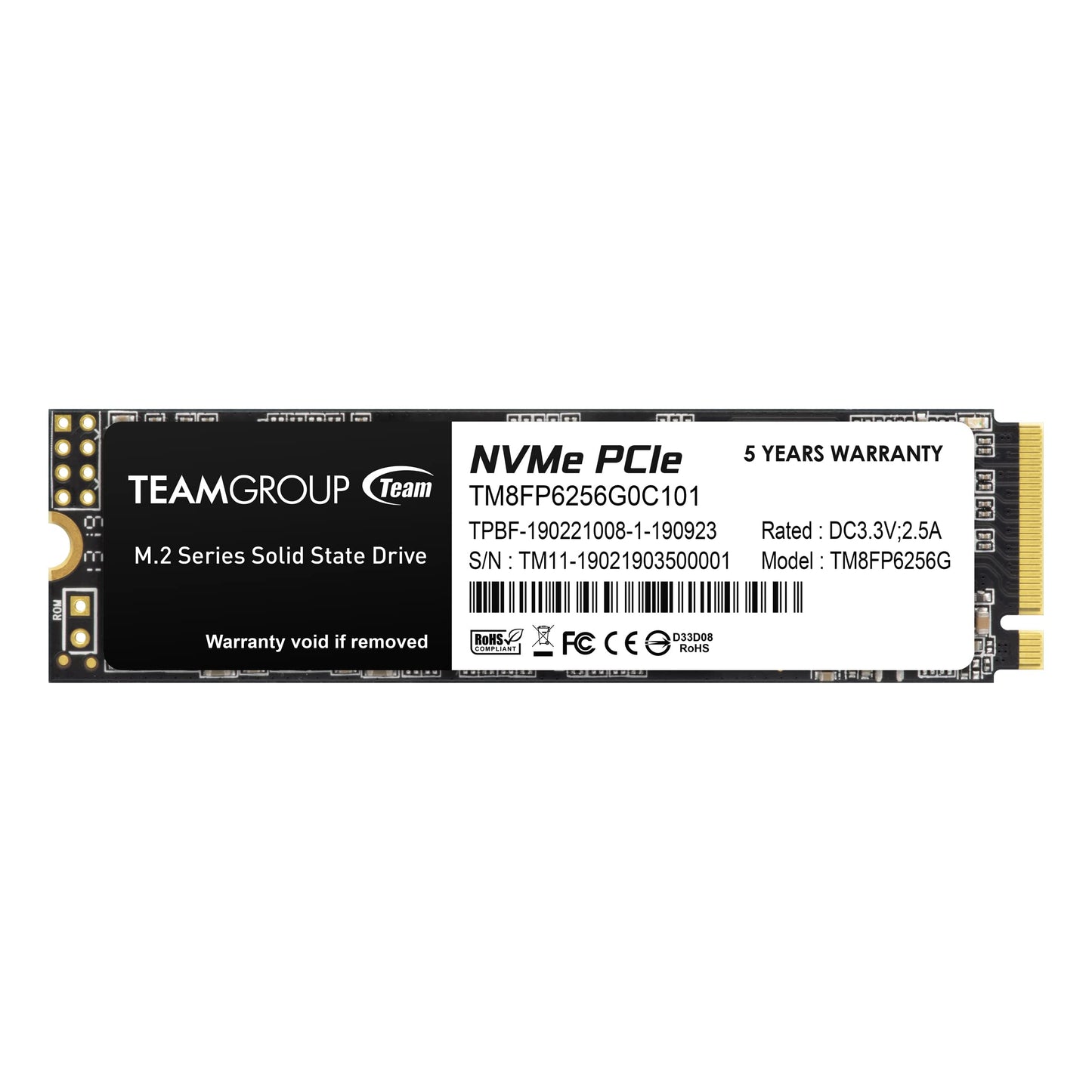 TEAMGROUP MP33 256GB Nvme M.2 2280 Pcie Gen 3 Gaming SSD, 3D NAND TLC, SLC Cache, Internal Solid State Drive, Speed Up to 1600/1000 MB/s, High Performance, Low Latency, ECC Function, for PC & Laptop