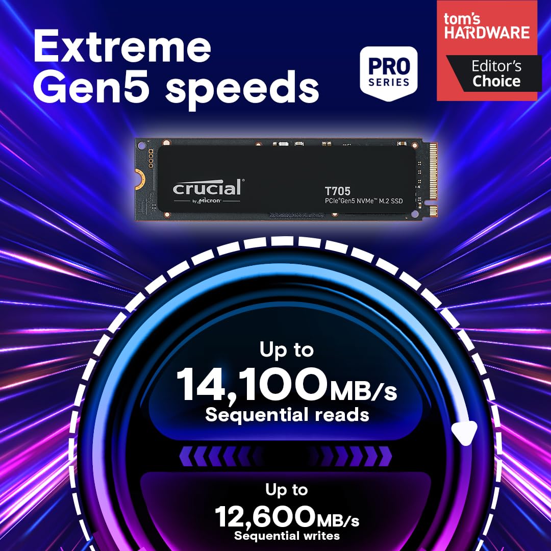 Crucial® T705 4TB PCIe Gen5 NVMe M.2 SSD