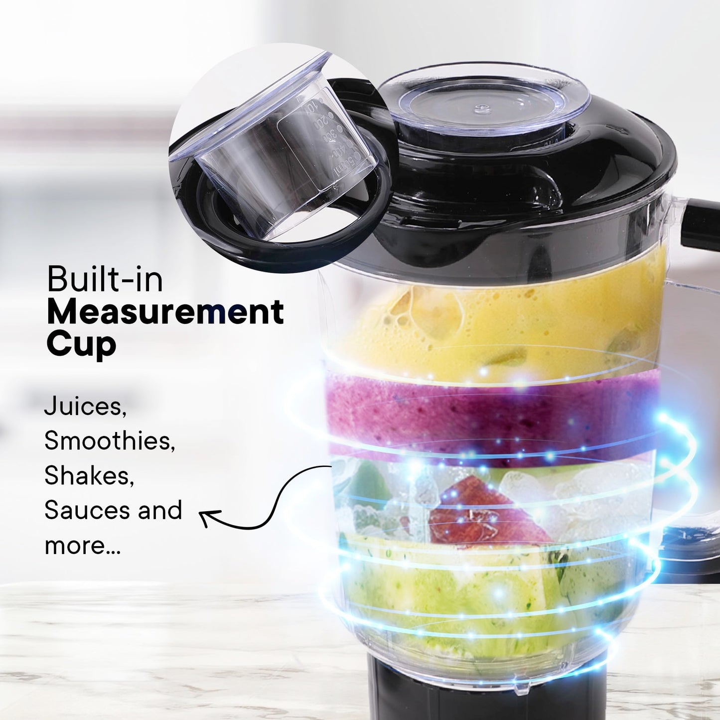 FUMATO Mixer Grinder Blender- 800W | Mixie for Kitchen with 3 Jars, Stainless Steel Blades, 3 Speed Control, Anti-Skid Feet | Nutri Blender Juicer with 1 Year Warranty (Midnight Blue)