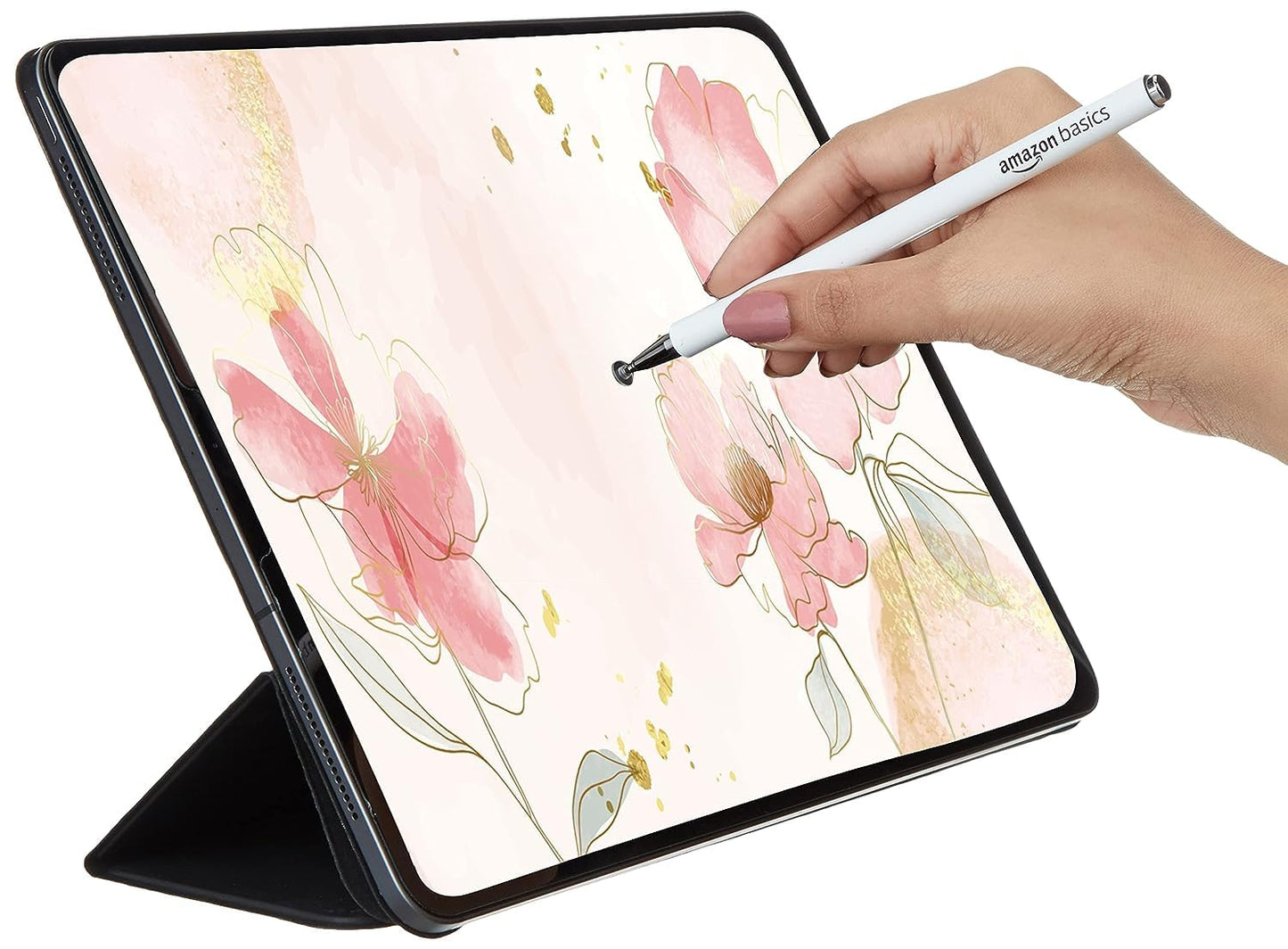Amazon Basics Capacitive Stylus Pen for iOS and Android Touchscreen Devices, Fine Point Disc Tip, Lightweight Metal Body with Magnetic Cover, (White)