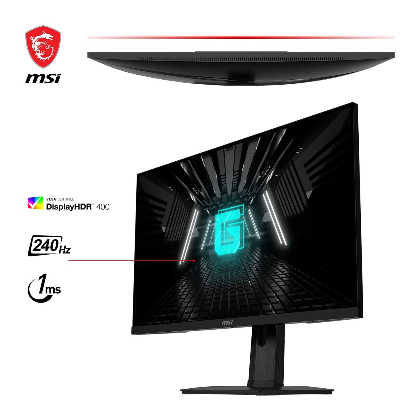 MSI G274QPX 27 Inch 2K WQHD Gaming Monitor - 2560 x 1440 Rapid IPS Panel, 240 Hz / 1ms GtG, 98% DCI-P3 Colour Gamut, HDR 400, Type-C PD 65W, G-SYNC Compatible - DP 1.4a, HDMI 2.0b CEC