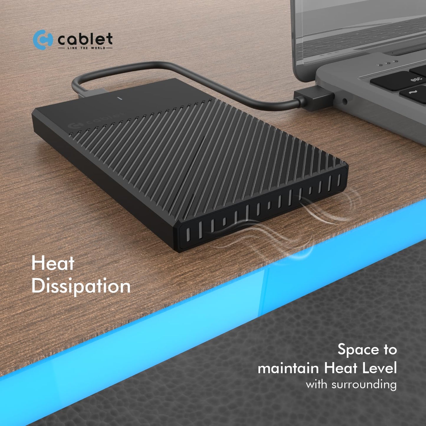 Cablet 2.5 Inch SATA USB 3.0 HDD/SSD Portable External Enclosure for 7mm and 9.5mm, Tool-Free Design, Supports UASP Max 6TB