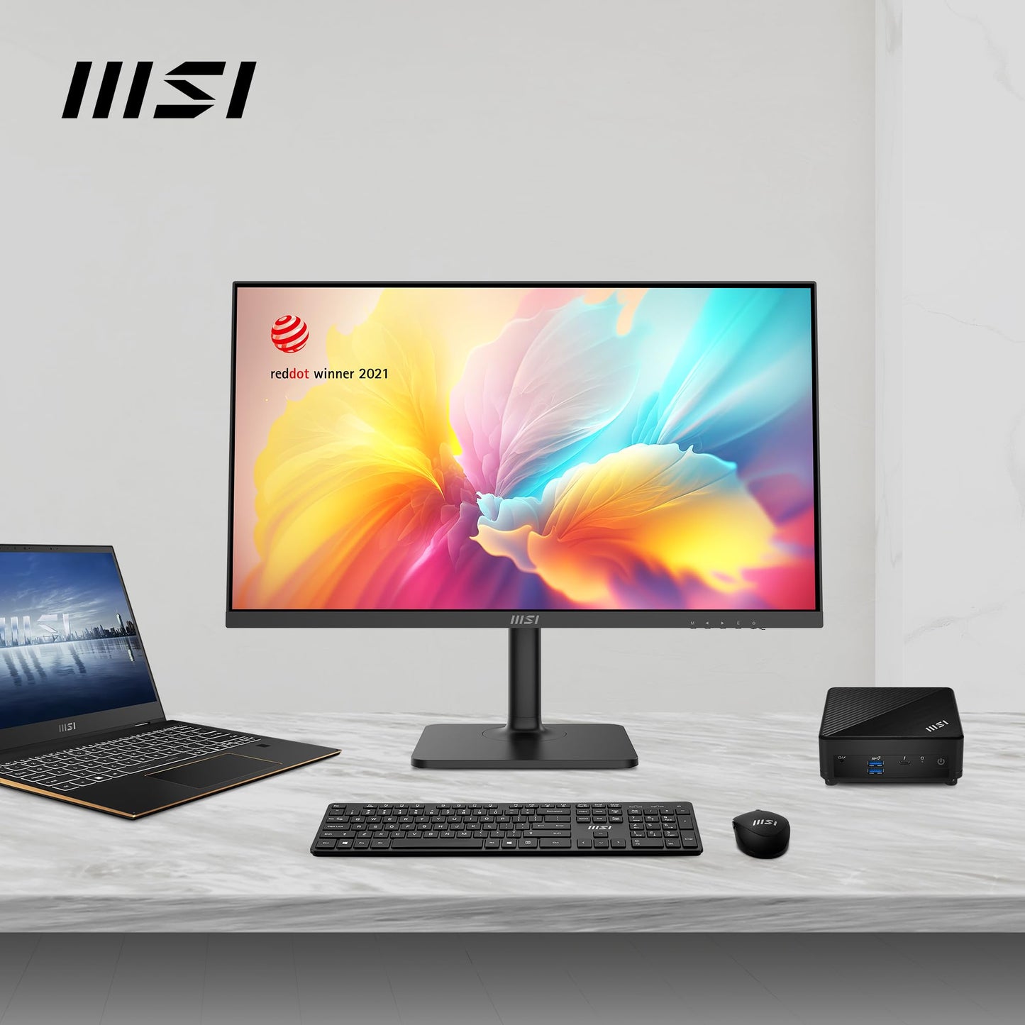 MSI Modern MD272XP 27 Inch FHD Office Monitor - 1920 x 1080 IPS Panel, 100 Hz, Eye-Friendly Screen, HDR Ready, Built-in Speakers, 4-Way Adjustable Stand, KVM - DP 1.2a, HDMI 1.4b, USB Type-C