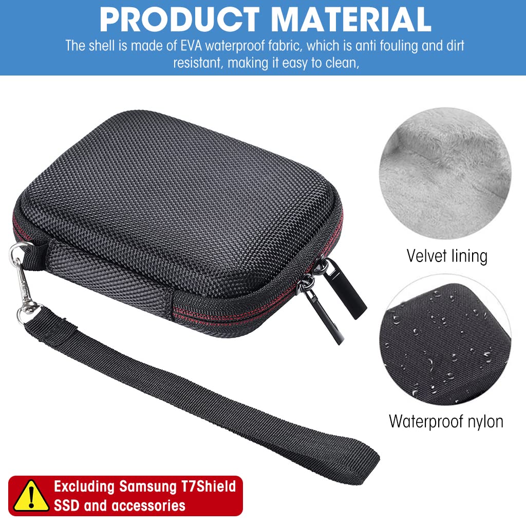 ZORBES Hard Carrying Case For Samsung T7 Shield,Eva Carrying Bag Ssd Portable Bag For Solid State Drive Waterproof Anti-Scratches Carrying Case For Samsung T7 Shield,Black
