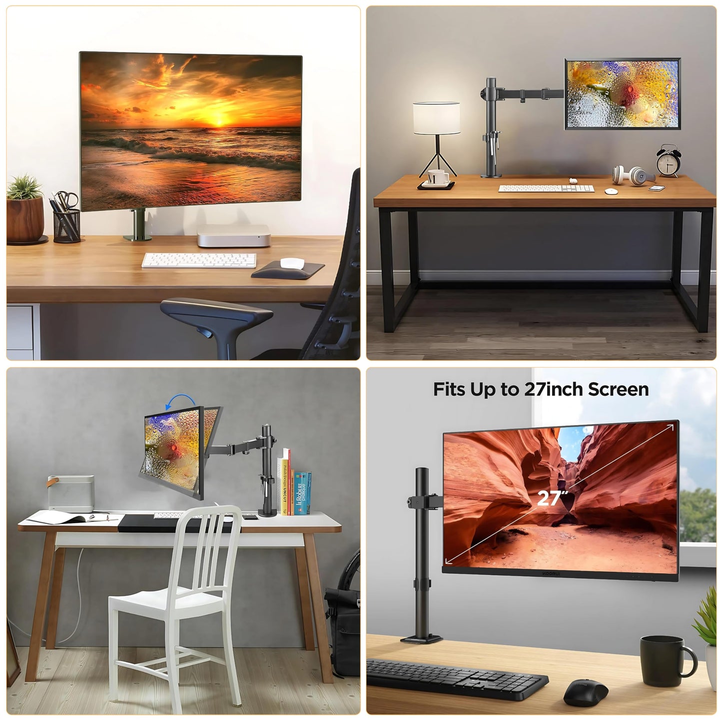 BIJASANI Single Monitor Stand for Desk Mount, Monitor Stand for Trading Monitor Setup at Home, Single Monitor Stand for Table, Arm Holds Upto 32 Inch Monitor of 10 KG Weight Each