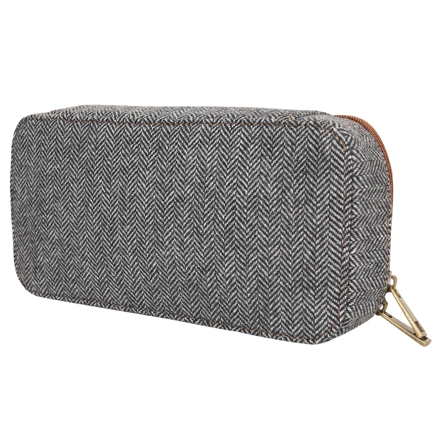 HAMELIN Oslo Tech Organiser | Grey Herringbone, Tweed Fabric | All in One Gadget Organizer | Multipurpose Pouch for Men and Women | Stylish Storage for Earphone, USB Cable, Power Bank, Mobile Charger…