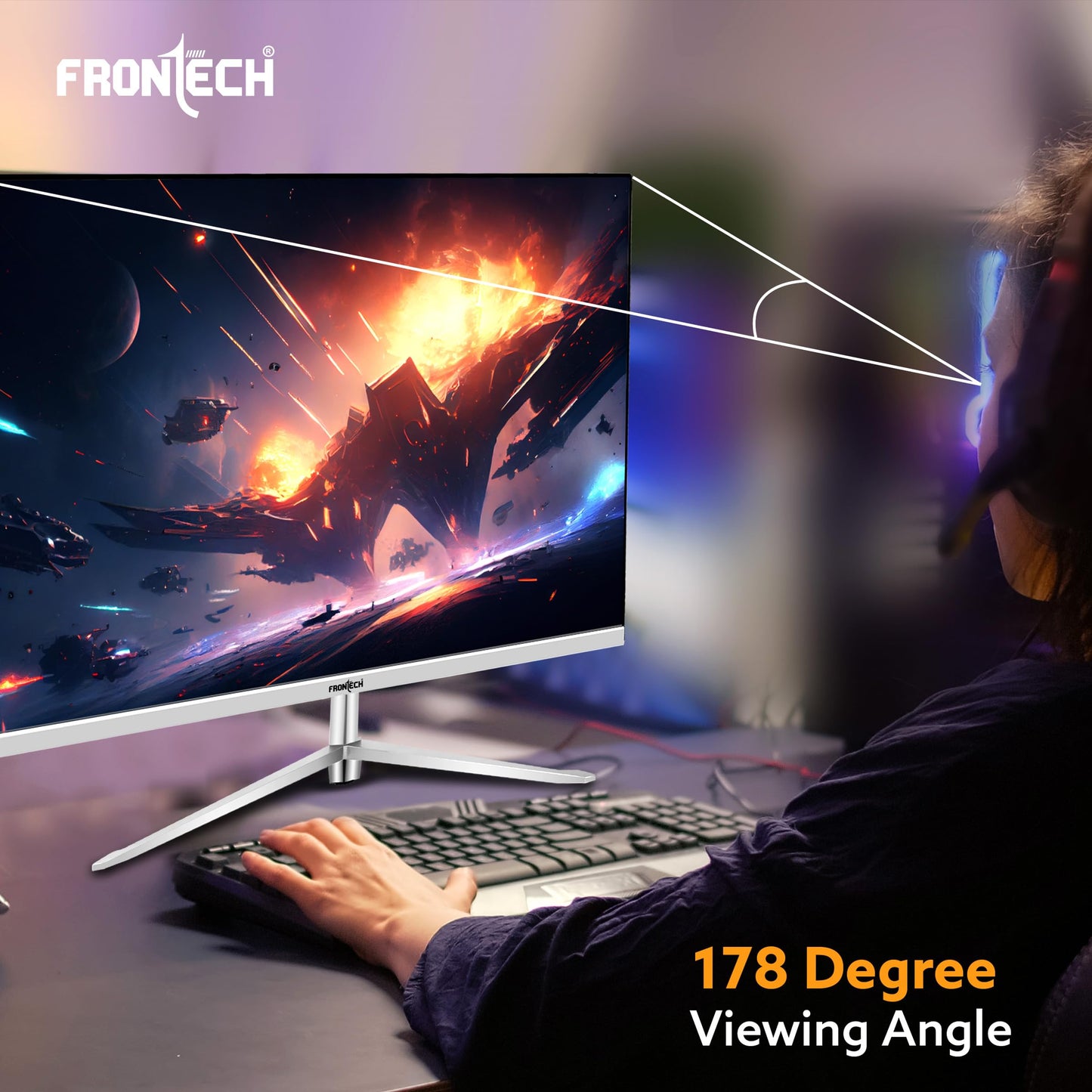 FRONTECH 27 Inch Ultima Series LED Monitor | Refresh Rate 75Hz,IPS Panel | Full HD 1080p, Wall Mountable-Slim & Stylish Design | HDMI & VGA Ports,Built-in Speaker (MON-0053,White)