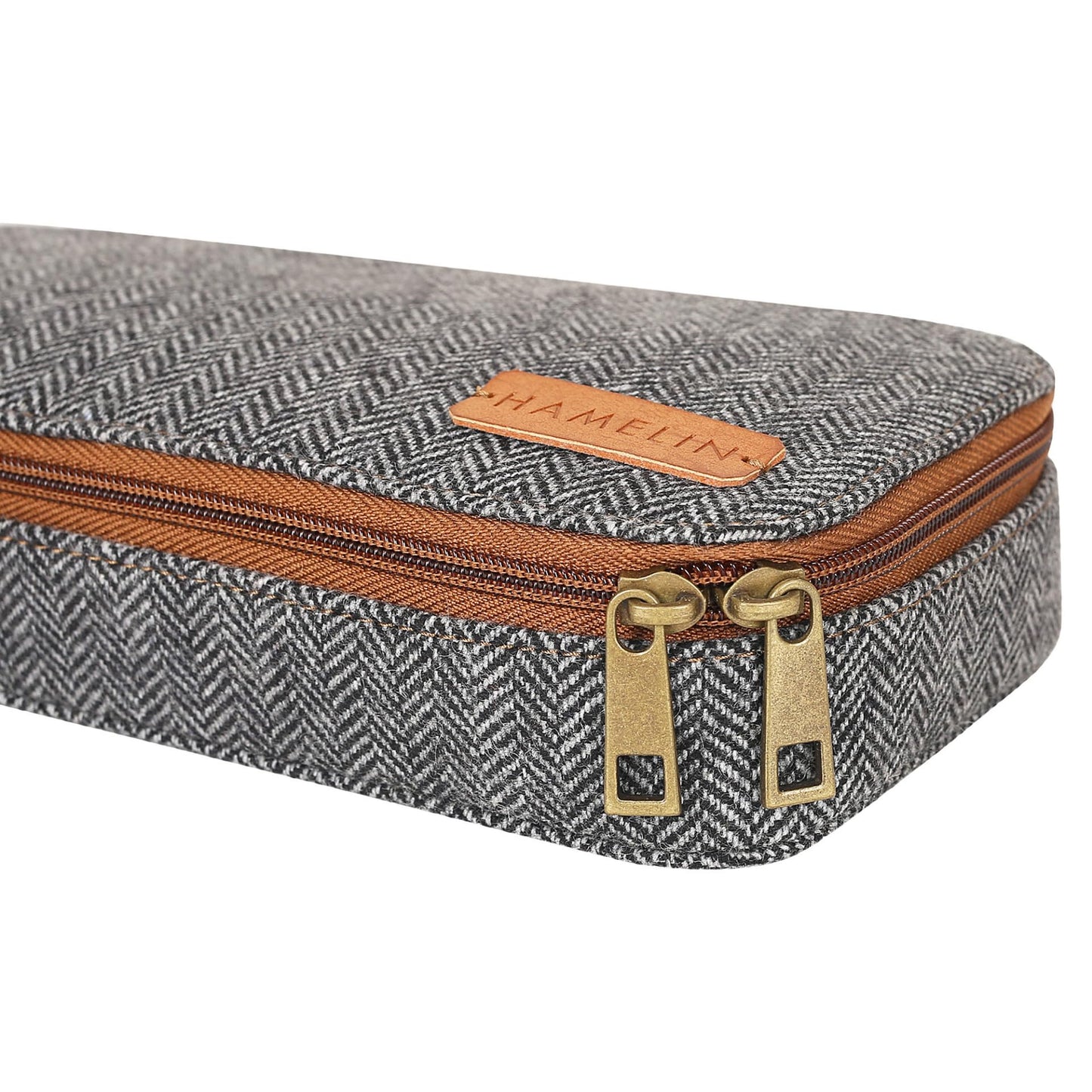 HAMELIN Oslo Tech Organiser | Grey Herringbone, Tweed Fabric | All in One Gadget Organizer | Multipurpose Pouch for Men and Women | Stylish Storage for Earphone, USB Cable, Power Bank, Mobile Charger…