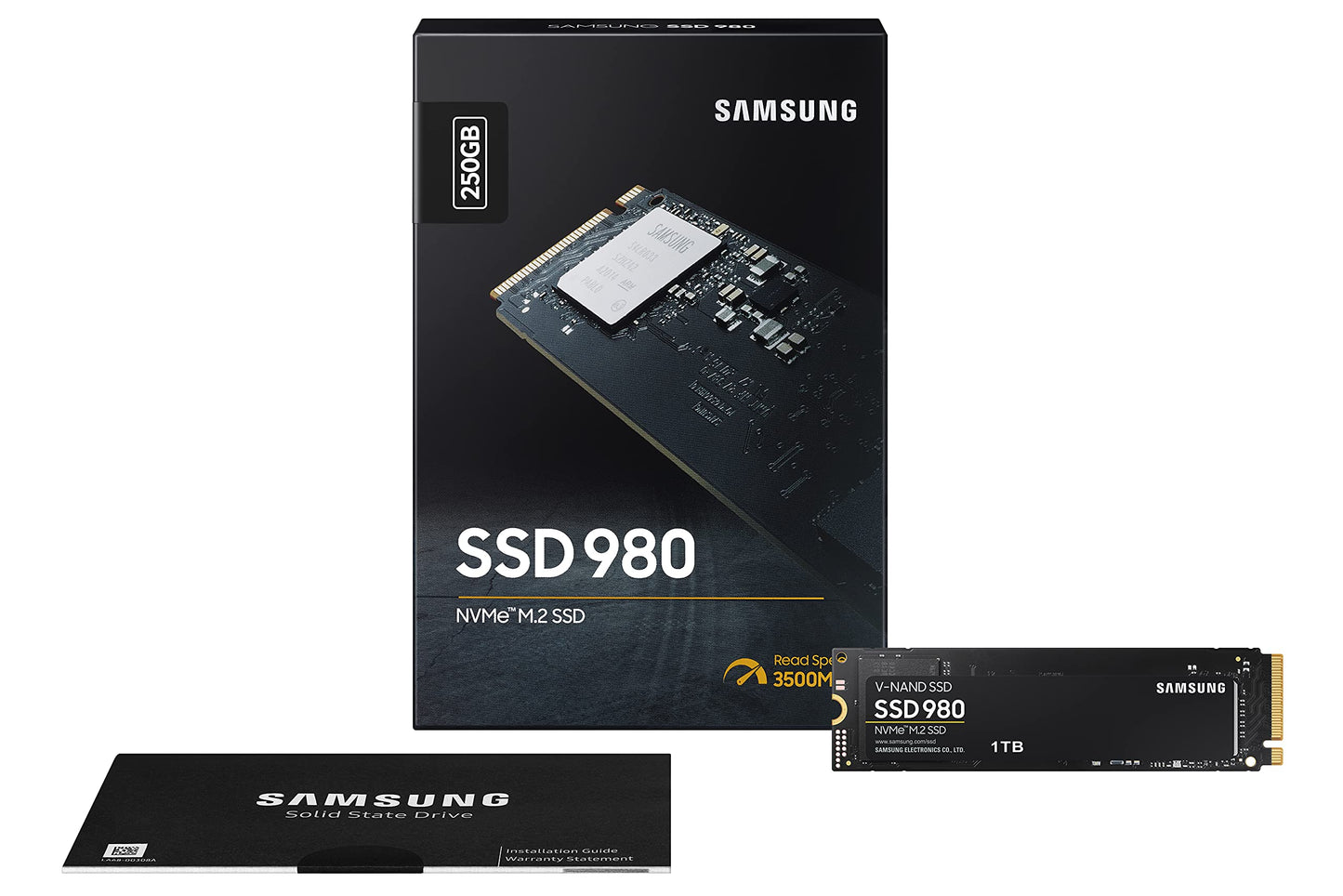 SSAMSUNG 980 SSD 250GB PCle 3.0x4, NVMe M.2 2280, Internal Solid State Drive, Storage for PC, Laptops, Gaming and More, HMB Technology, Intelligent Turbowrite, Speeds up-to 3,500MB/s, MZ-V8V250B