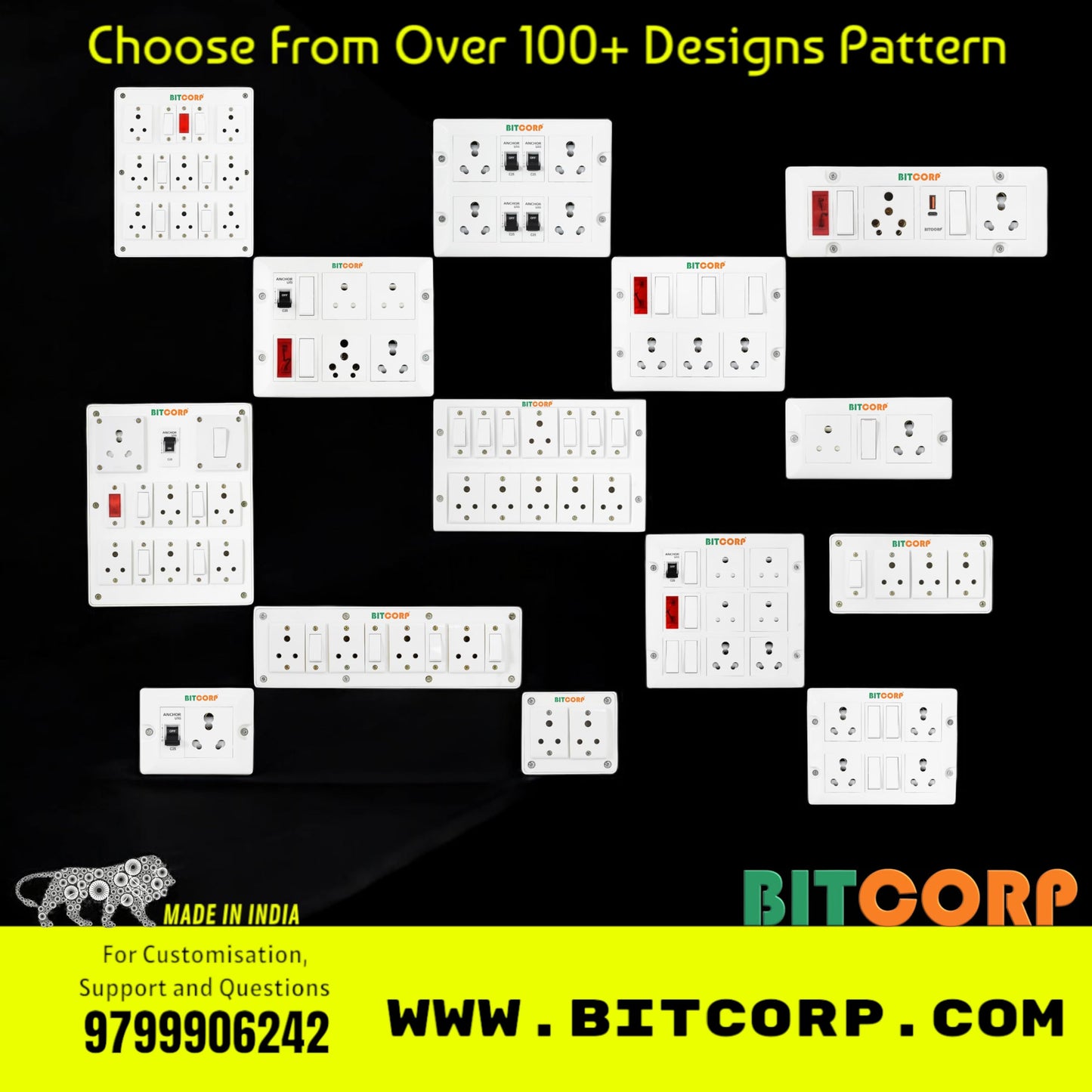 Bitcorp Single Socket Extension Board 1 Way Plug and 1 Switch 15A 16A 20A (2500W) 5 Meter Long Length Cable Cord Compatible with Ac, Fridge, Washing Machine, Microwave and Heavy Appliances (White)