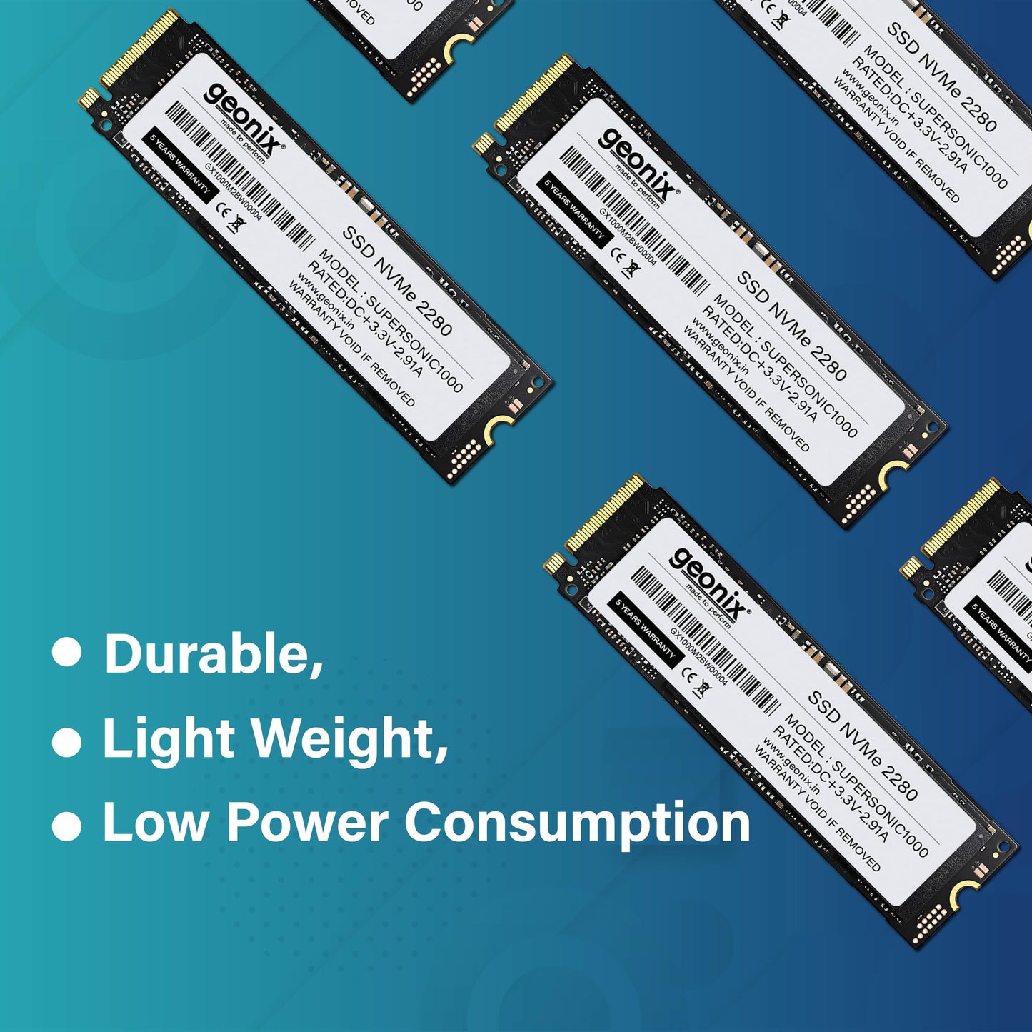 GEONIX 128GB M.2 NVMe SSD, 2280 SATA III (6Gb/s), Read Speed – Up to 2650 Mbps, Write Speed – Up to 2000 Mbps, Internal Solid State Drive (SSD), (3years Warranty)
