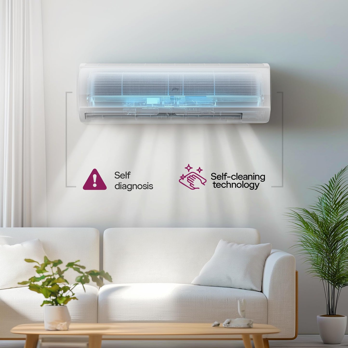 Godrej 1.5 Ton 5 Star, 5 Years Comprehensive Warranty, 5-In-1 Convertible Cooling, Inverter Split AC (Copper, 2025 Model, Heavy duty cooling at 52 °C, AC 1.5T EI 18II5T WZS Split 5S, White)