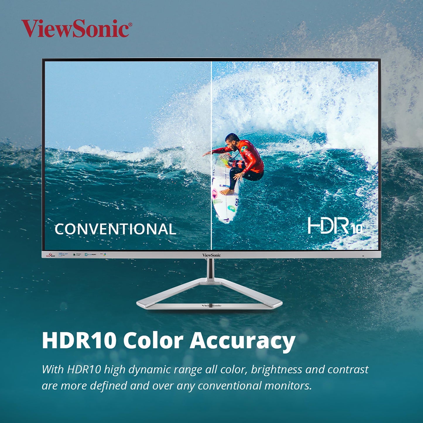 ViewSonic (from USA) - VX3276-MHD-3 81.28 Cm (32") FHD IPS Monitor | Super Clear IPS Panel |1Ms Response time| HDR10 | Dual Speaker |Eye-Care| HDMI| DP Port | Srgb104%| HDMI |Variable Refresh Rate.
