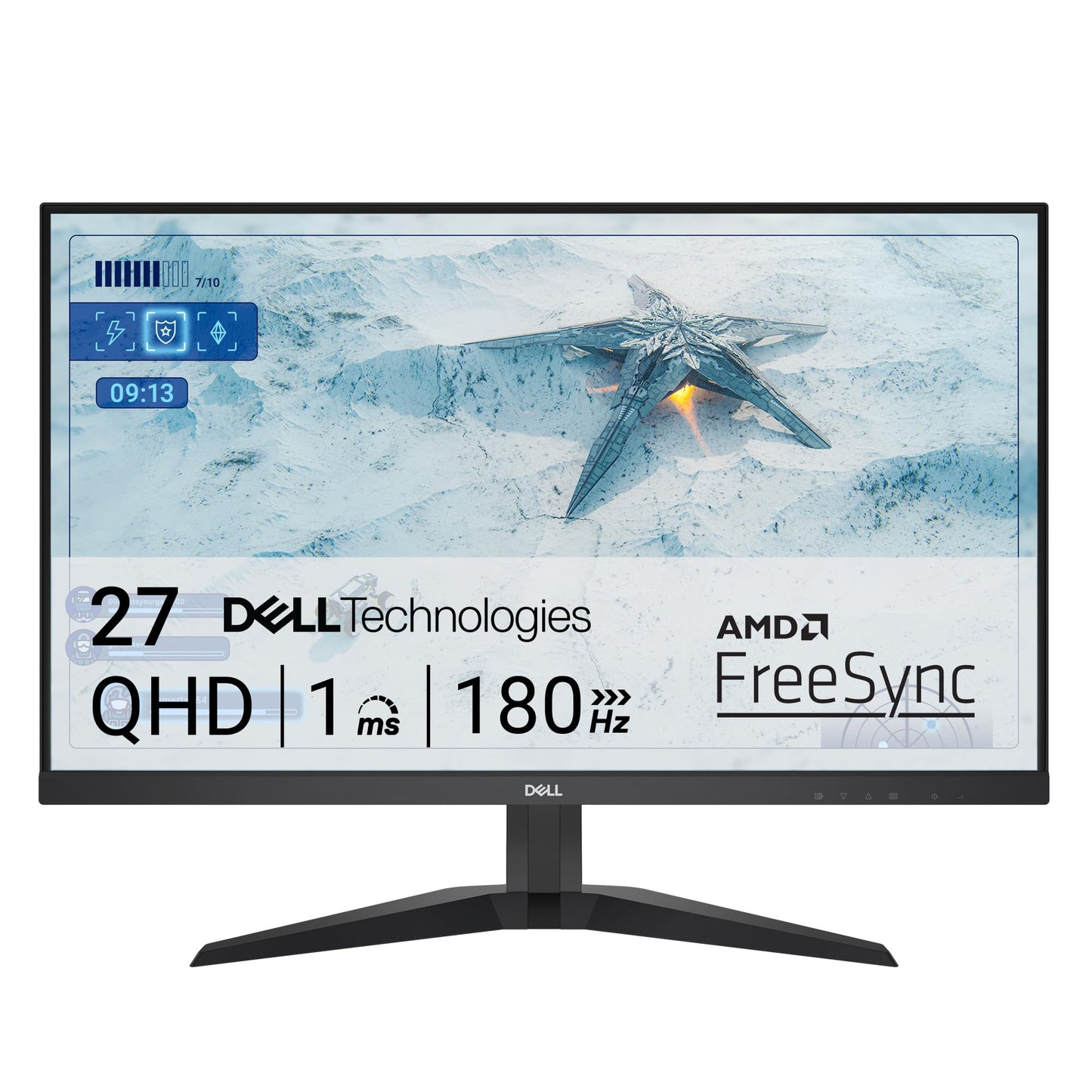 Dell G2725D 27" QHD (2560x1440) Gaming Monitor, 180Hz, IPS, 1ms, AMD FreeSync, 99% sRGB, DisplayPort, 2x HDMI, 3 Year Warranty, Black