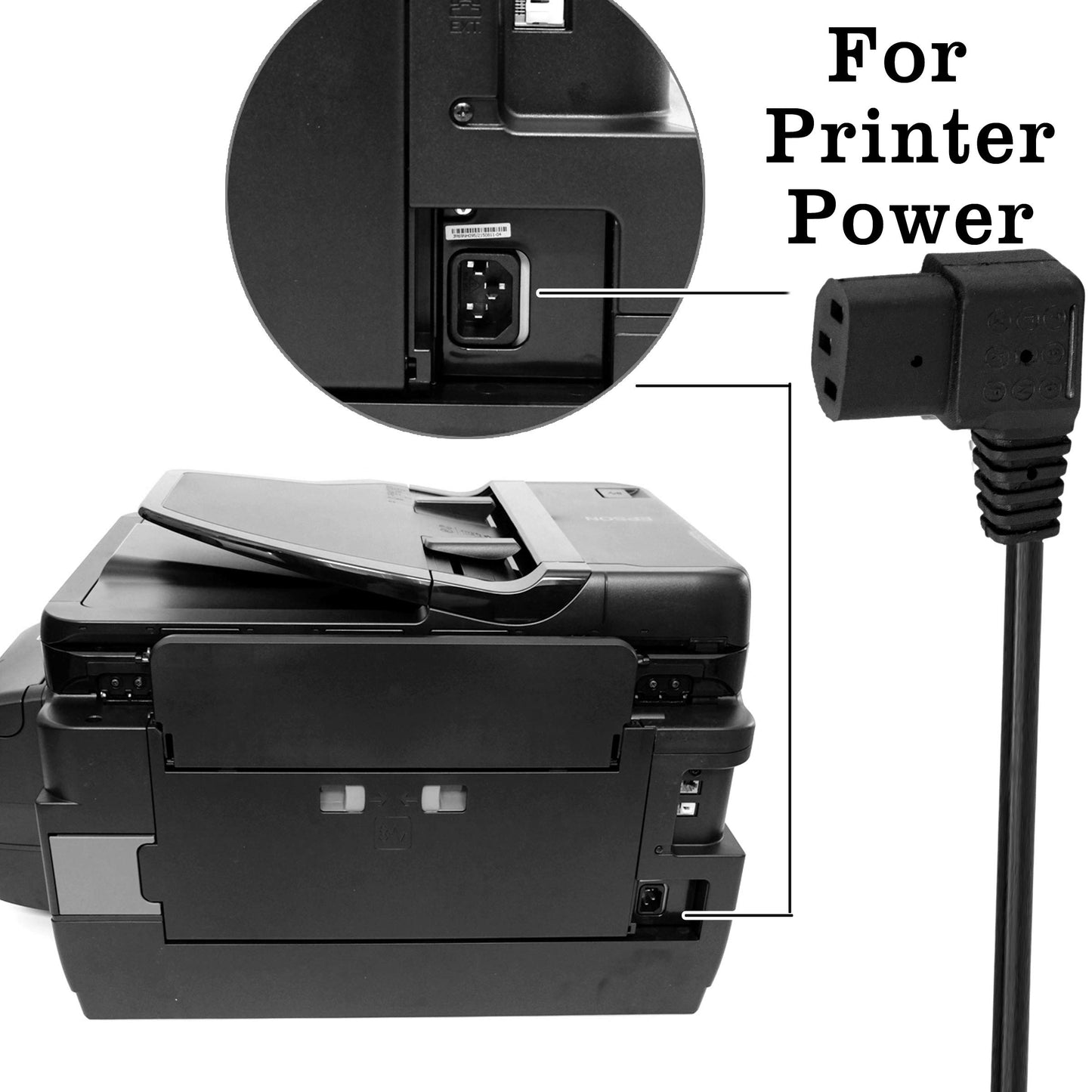 Storite 1.5M 90 Degree L Shape Power Cable for PC 3 Pin PC Power Cable 18AWG IEC Mains Kettle Lead Replacement Cord for Desktop, Monitor & Printer - Black