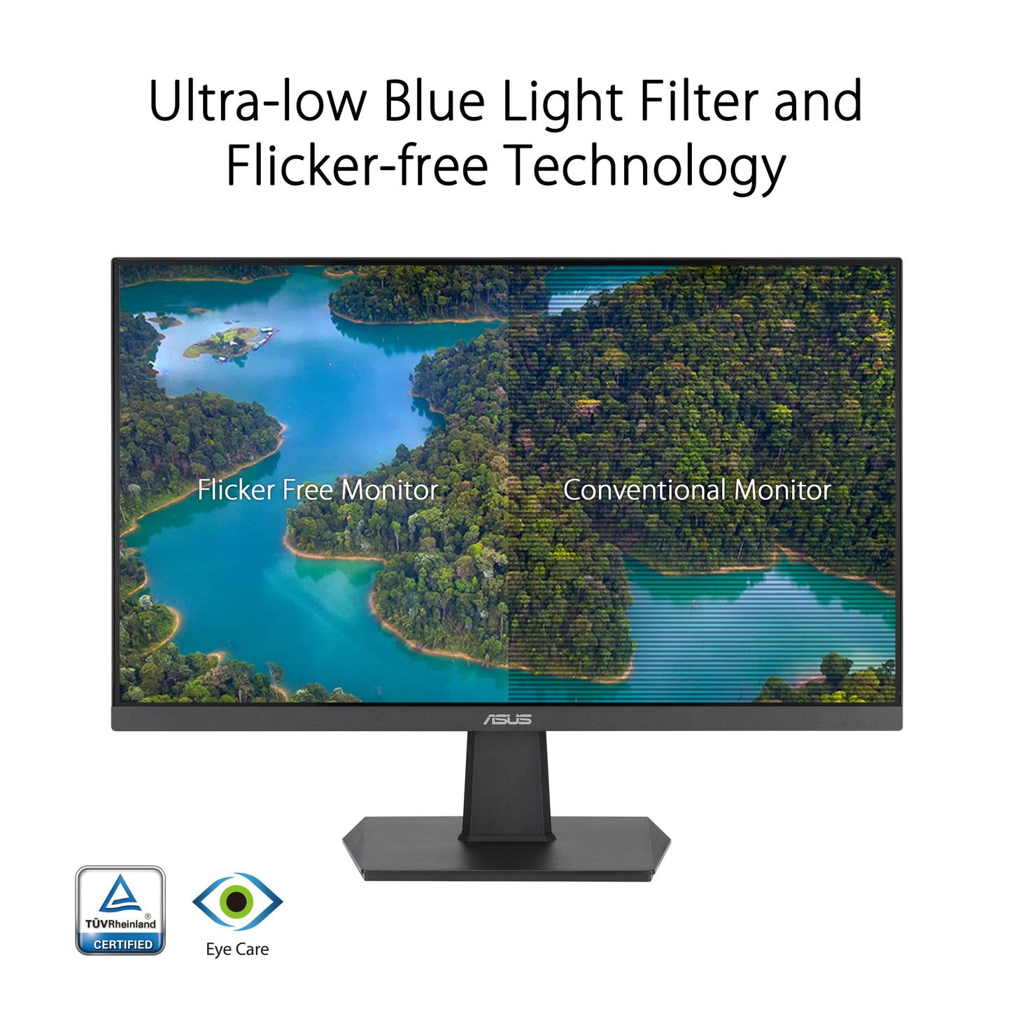 ASUS VA24EHF Eye Care Gaming Monitor 24-inch (23.8-inch viewable), IPS, Full HD, Frameless, 100Hz, Adaptive-Sync, 1ms MPRT, HDMI, Low Blue Light, Flicker Free, Wall Mountable