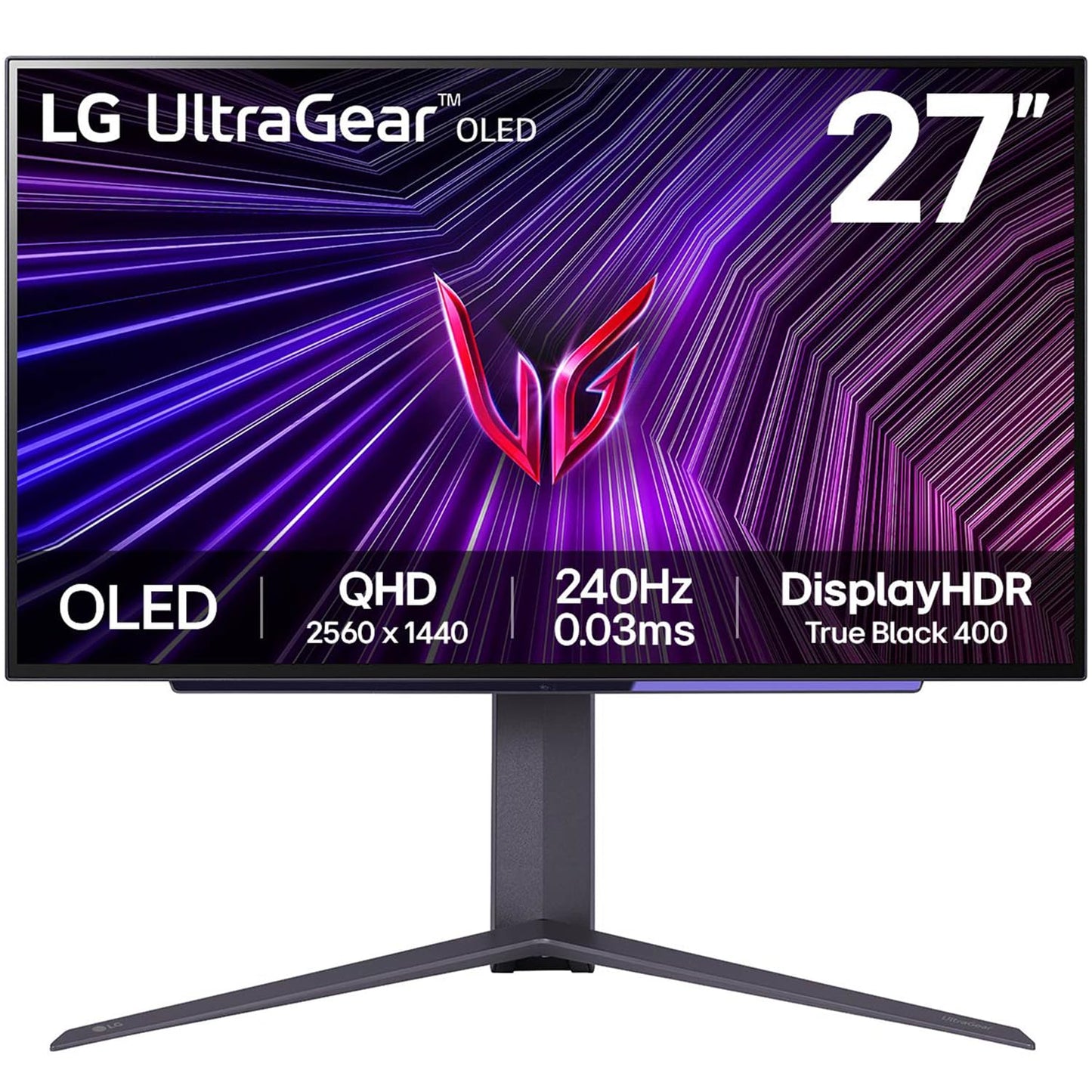 LG 27 inch Ultragear OLED QHD Gaming Monitor(2560 x 1440) 240Hz, 0.03ms, G-Sync Compatible, AMD FreeSync™, 1.5M:1 Contrast Ratio, HDR True Black 400, virtually Borderless,Height, Pivot,Tilt,27GS95QE