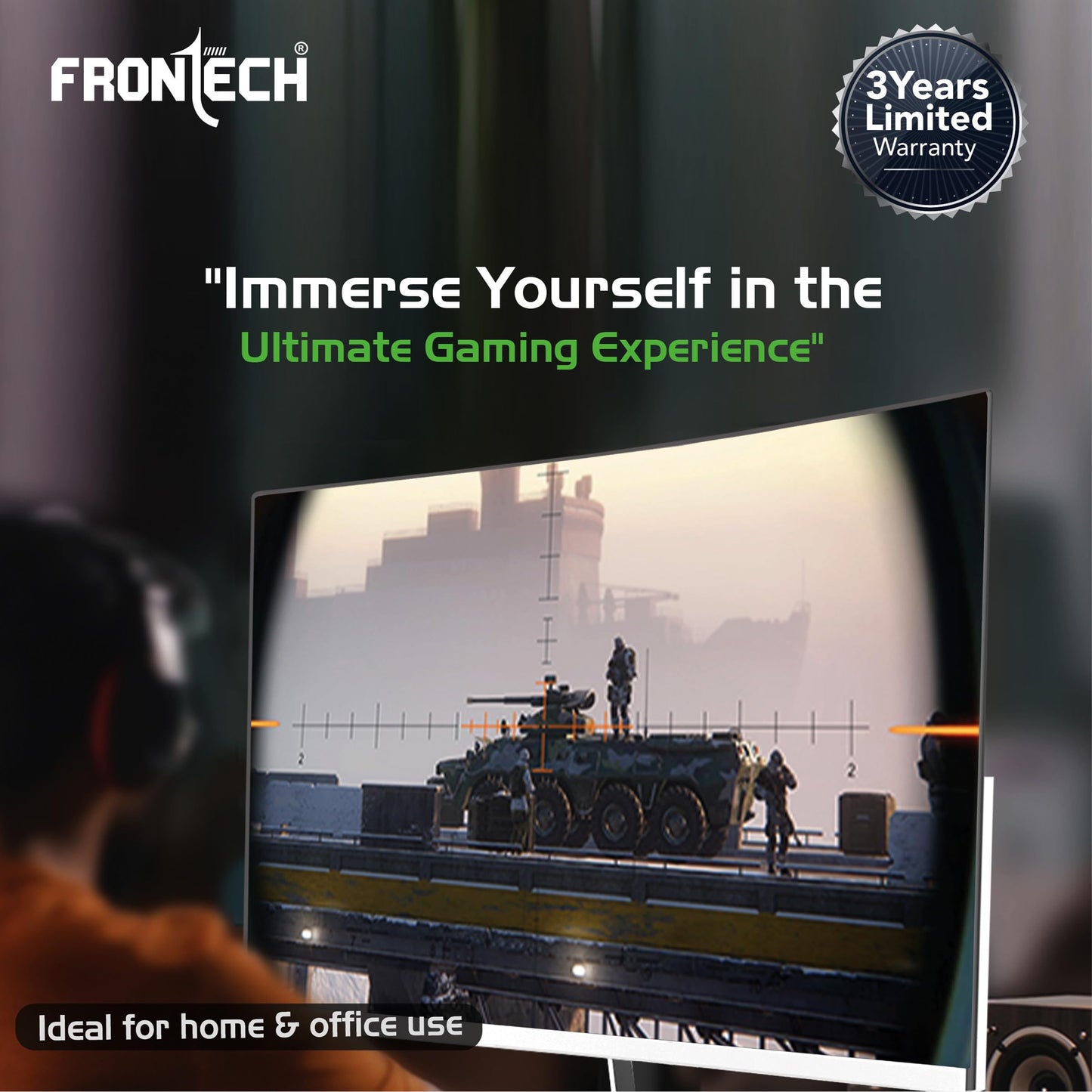FRONTECH Ultima Series 27 Inch Curved LED Monitor| Refresh Rate 75Hz|3500R Curve| Full HD 1080p| Built in Speaker | Bezel Less Design | HDMI & VGA Ports (MON-0085, White)