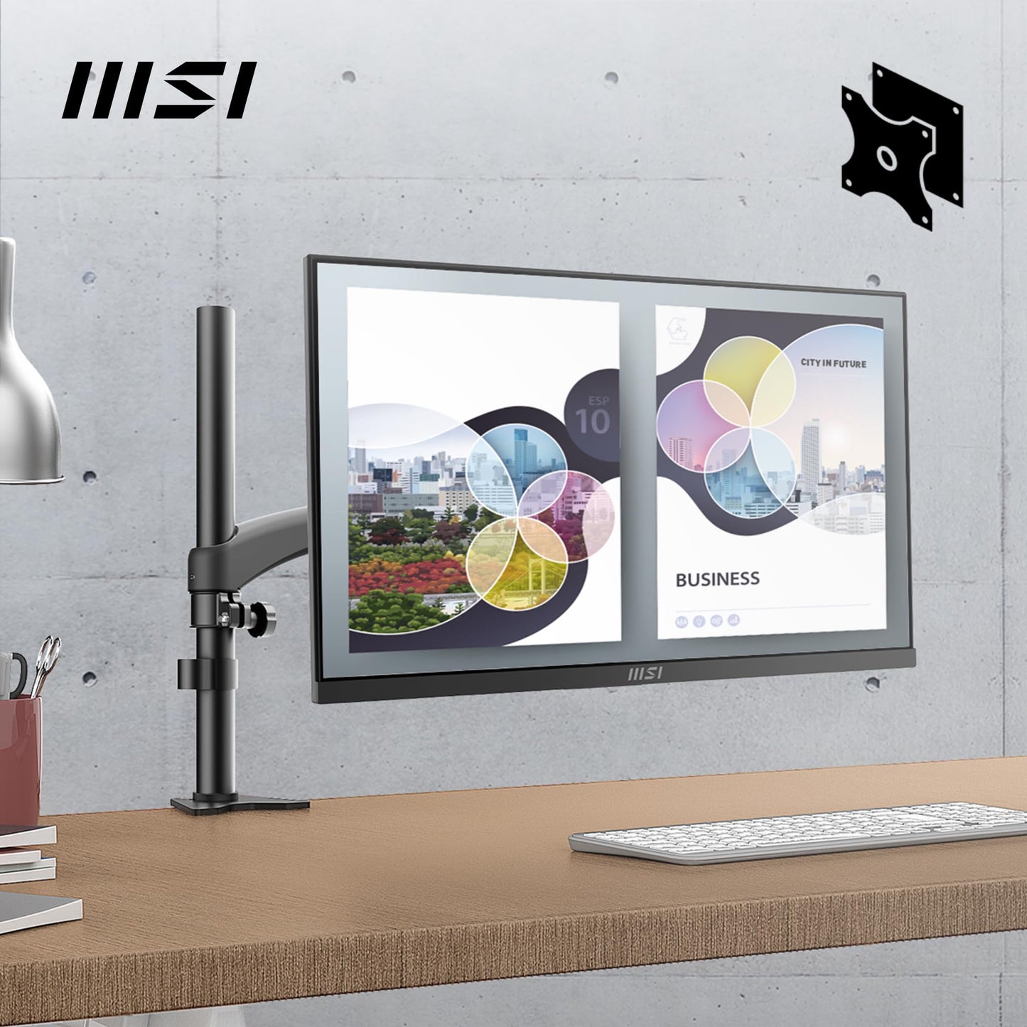 MSI PRO MP275Q 27 Inch 2K WQHD Office Monitor - 2560 x 1440 IPS Panel, 100 Hz, Eye-Friendly Screen, Built-in Speakers, Tilt-Adjustable - HDMI 2.0b, DP (1.2a)