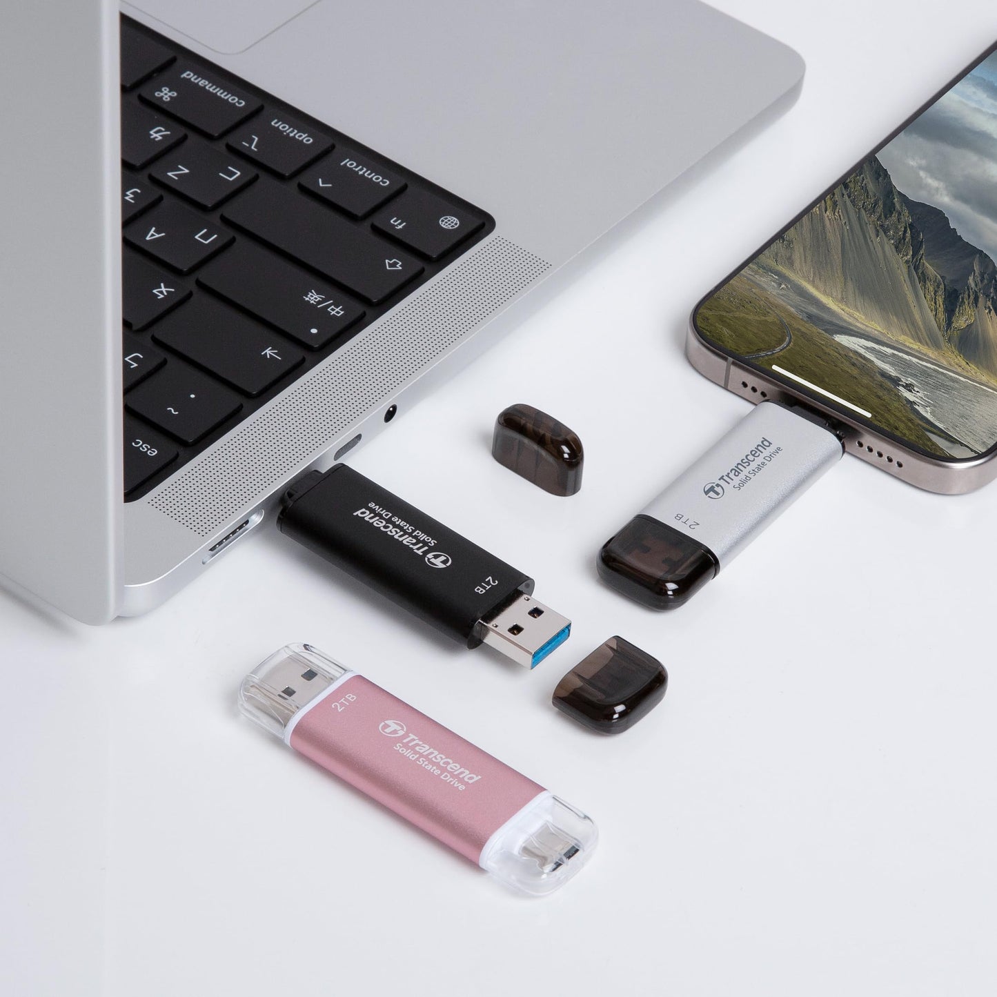 Transcend 310C 256GB USB C & USB A External Portable SSD, Up to 1,050 MB/s, 5 Yr Warranty, Black, for iPhone 15 pro max, MacBook, Ipad, Laptop and Desktop TS256GESD310C