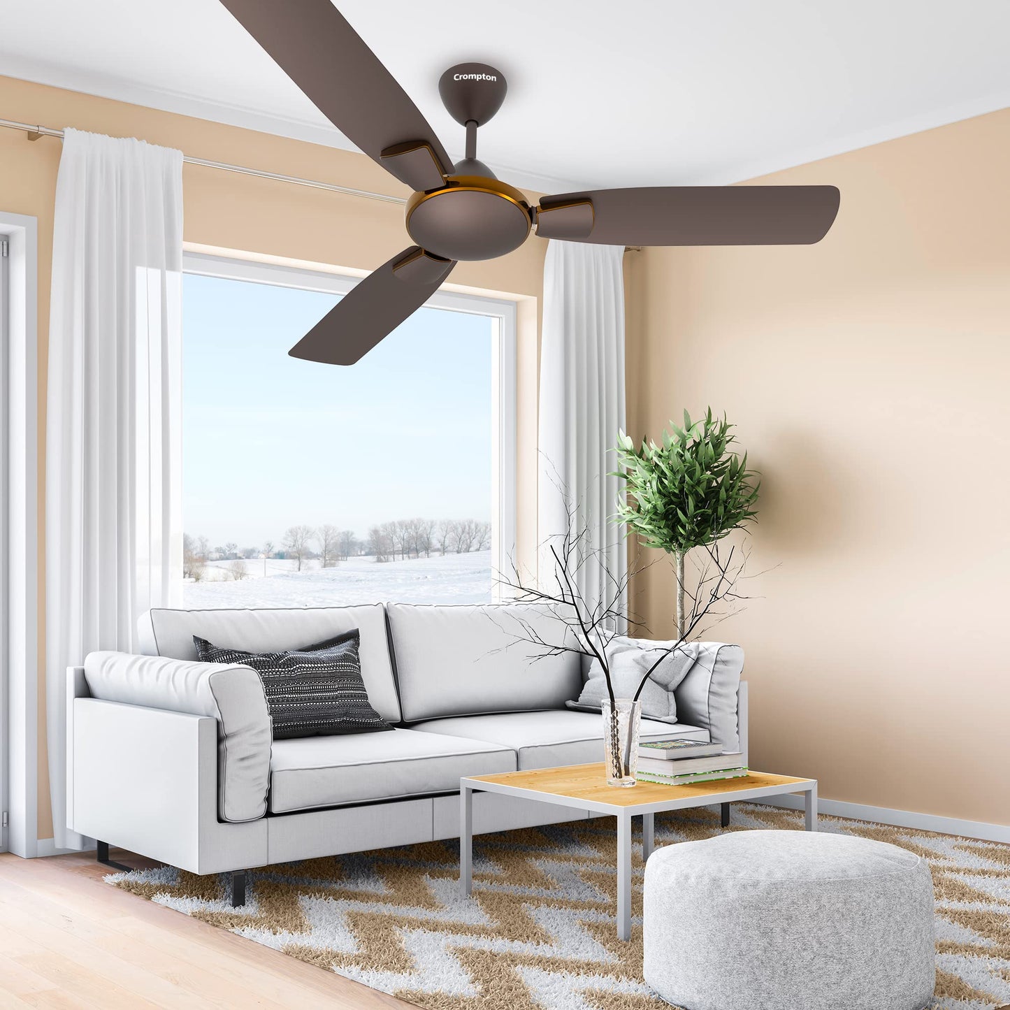 Crompton Highspeed Toro 1200 mm Designer Ceiling Fan | BEE Star Rated Energy Efficient | Anti-Dust | Active Power Technology | Upto 50% Less Heating | 2 Year Manufacturer Warranty | Magic Brown