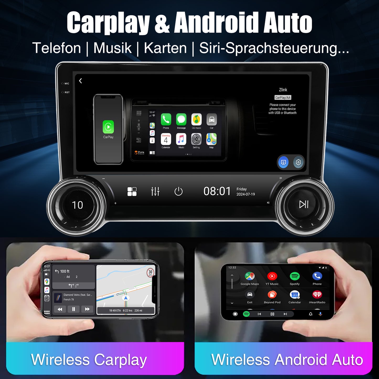 ESSGOO 2DIN Android 14 For Peugeot 408 RCZ 308 10-13 Car Radio Wireless Carplay Android Auto 10" Display GPS Navi WIFI FM RDS BT