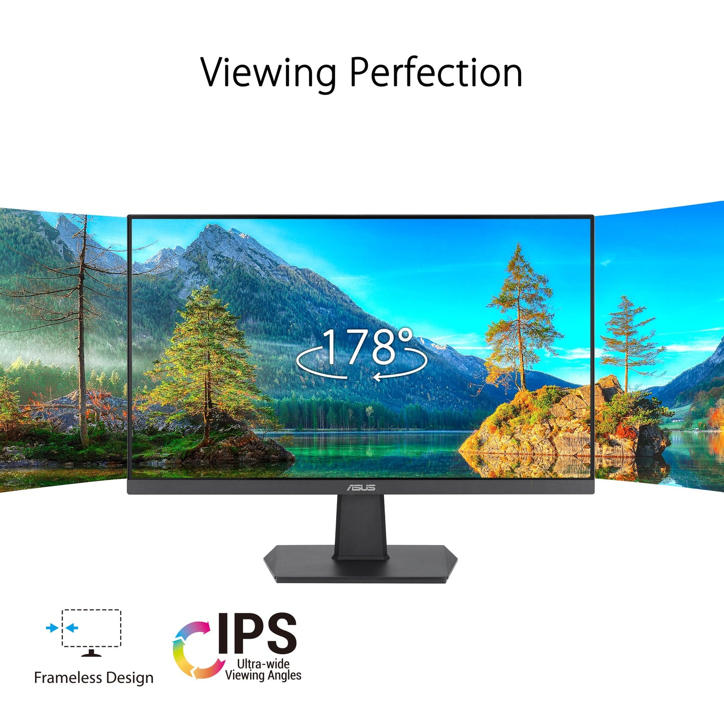 ASUS VA24EHF Eye Care Gaming Monitor 24-inch (23.8-inch viewable), IPS, Full HD, Frameless, 100Hz, Adaptive-Sync, 1ms MPRT, HDMI, Low Blue Light, Flicker Free, Wall Mountable
