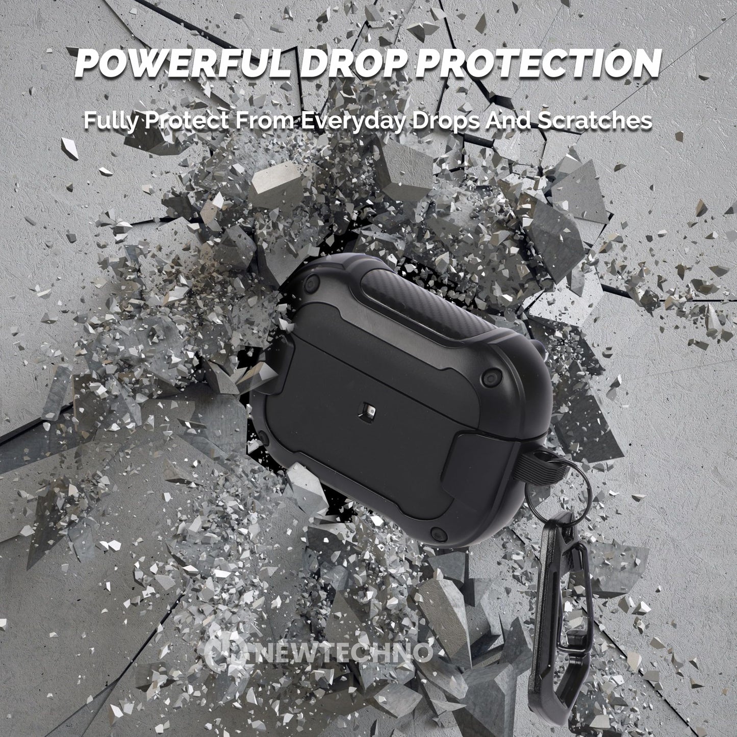 NEWTECHNO Compatible for AirPods Pro 2 Case with Mag-Safe, Wireless Charging, Powerful Drop Protection, Magnetic Tough Cover for AirPods Pro 1st/2nd Generation(2023/2022/2019), N-Series, Black