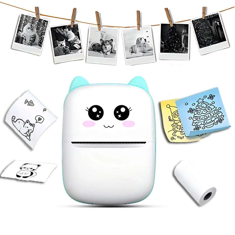 Mini Portable Thermal Printer - Instant Print, Compatible with iOS/Android, for Photos, Labels, Notes, Wireless, USB Charging