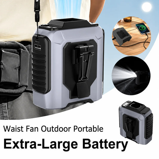 2026 NEW Rechargeable Portable Hands-Free Mini Fan Large Battery With Flashlight 5th Speed Suitable For Outdoor Work Lighting
