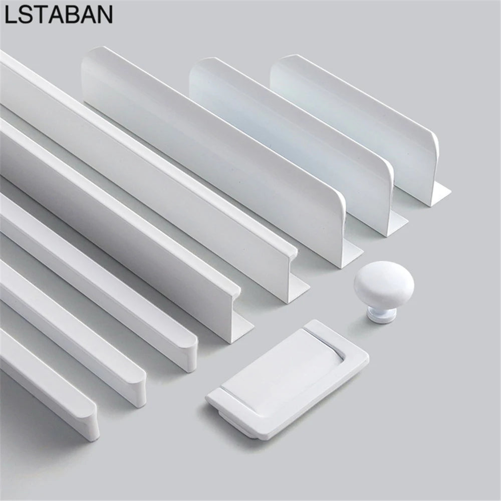 Modern White Length Cabinet Handle Hidden Kitchen Cabinet Drawer Pull Furniture Cupboard Wardrobe Door Knob Hardware Long Handle