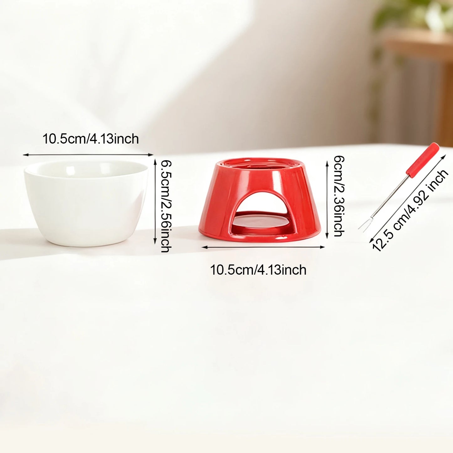 1 Set Ceramic Chocolate Fondue Pot Porcelain Melting Pot Butter Warmer for Kitchen Candy Dessert Caramel Appliances