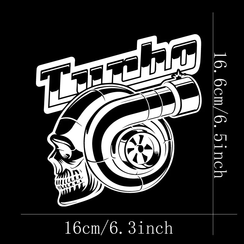 SKULL TURBO Car Stickers Vinyl Decals - For Cars, Trucks, Walls, Laptops, Windows, Motorcycles, Bumpers Or Crafts