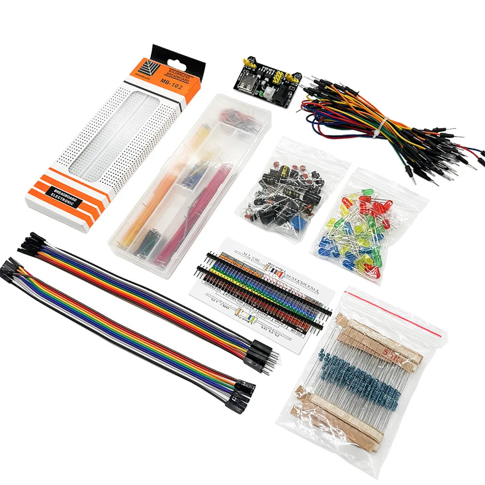 Electronic Components 830 Hole-Breadboard Kit Electrolytic Capacitor Resistor LED MB-102 for UNO R3 Component Pack Beginner Kit