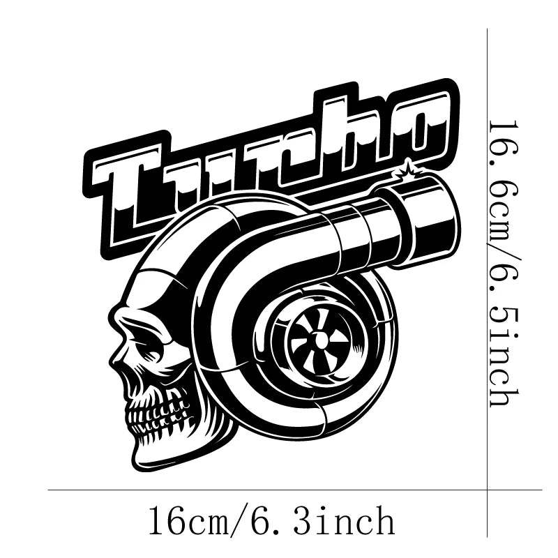 SKULL TURBO Car Stickers Vinyl Decals - For Cars, Trucks, Walls, Laptops, Windows, Motorcycles, Bumpers Or Crafts