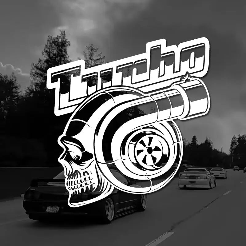 SKULL TURBO Car Stickers Vinyl Decals - For Cars, Trucks, Walls, Laptops, Windows, Motorcycles, Bumpers Or Crafts