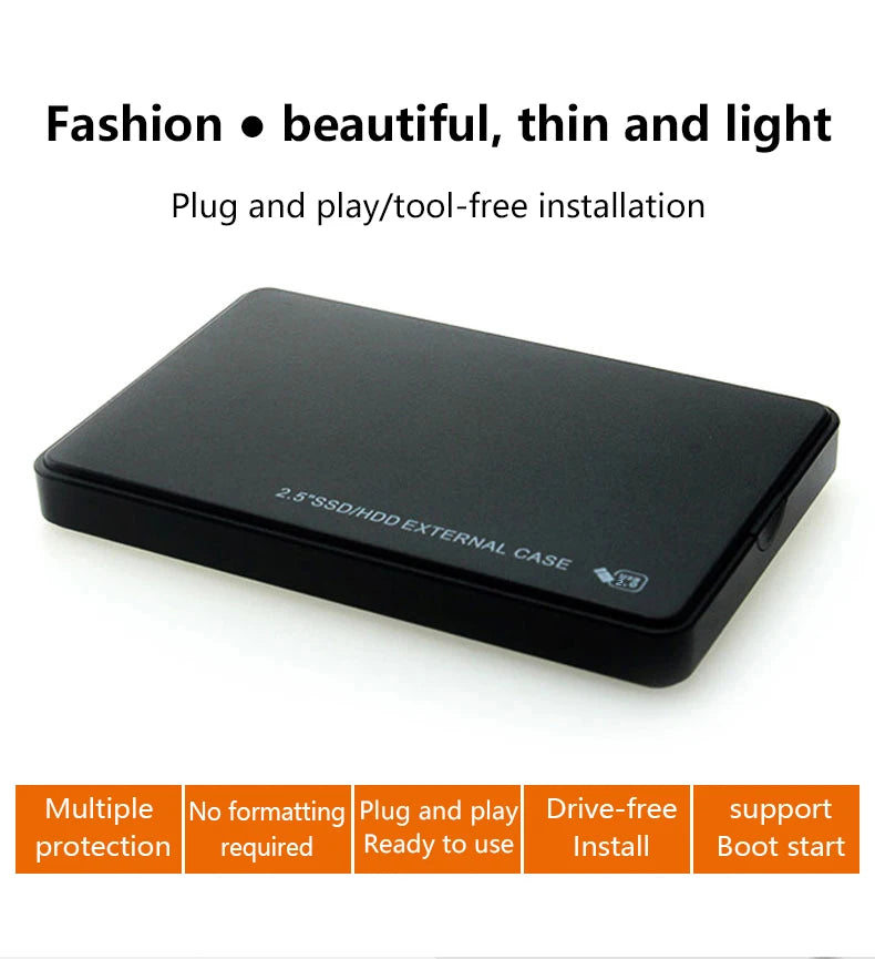 T43 Case Hd Externo USB 3 0 For 2.5 Inch SATA2 3 Hard Drive Box Mobile HDD Case With Cable Support 6TB High Speed HDD Enclosure