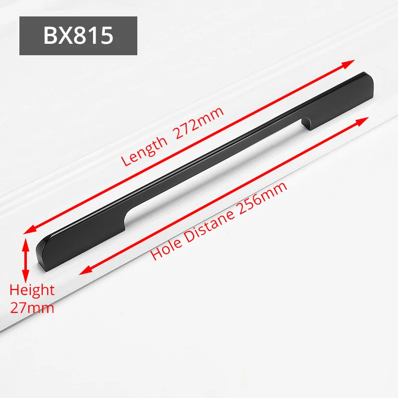 KAK Fashion Black Hidden Cabinet Handles Aluminum Alloy Kitchen Handles Cupboard Pulls Drawer Knobs Furniture Room Door Hardware