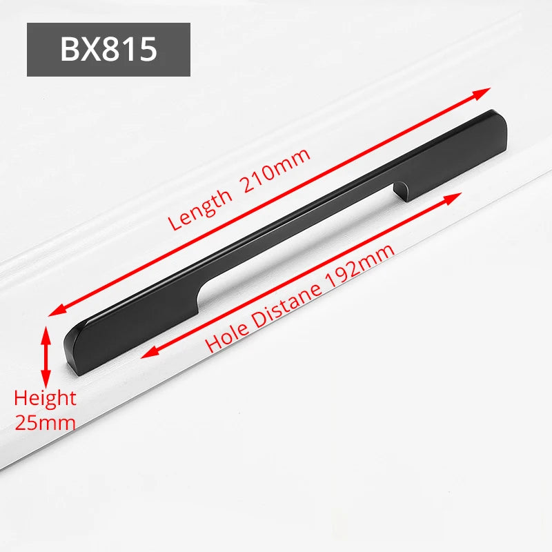 KAK Fashion Black Hidden Cabinet Handles Aluminum Alloy Kitchen Handles Cupboard Pulls Drawer Knobs Furniture Room Door Hardware