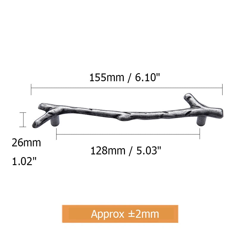 Fashion Tree Branch Furniture Handle 96mm 128mm Black Silver Bronze Kitchen Cabinet Handles Drawer Knobs Door Pulls Hardware
