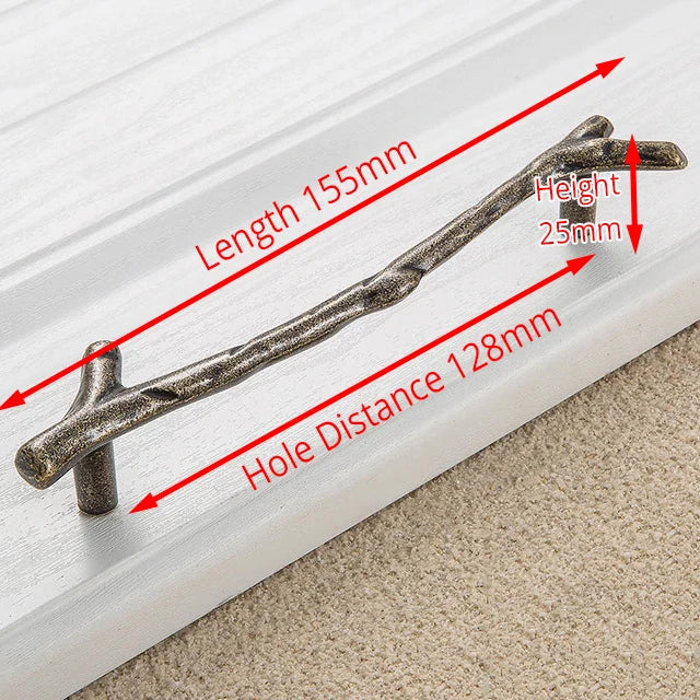 Fashion Tree Branch Furniture Handle 96mm 128mm Black Silver Bronze Kitchen Cabinet Handles Drawer Knobs Door Pulls Hardware