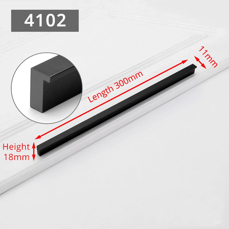 KAK Fashion Black Hidden Cabinet Handles Aluminum Alloy Kitchen Handles Cupboard Pulls Drawer Knobs Furniture Room Door Hardware