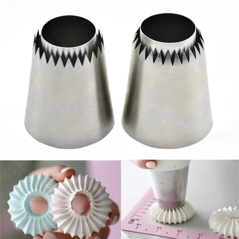 2 Sizes Diy Nozzle Stainless Steel Dessert Cake Decorating Tips Kitchen Accessories Cookie Bis Icing Piping Cream Pastry Bag
