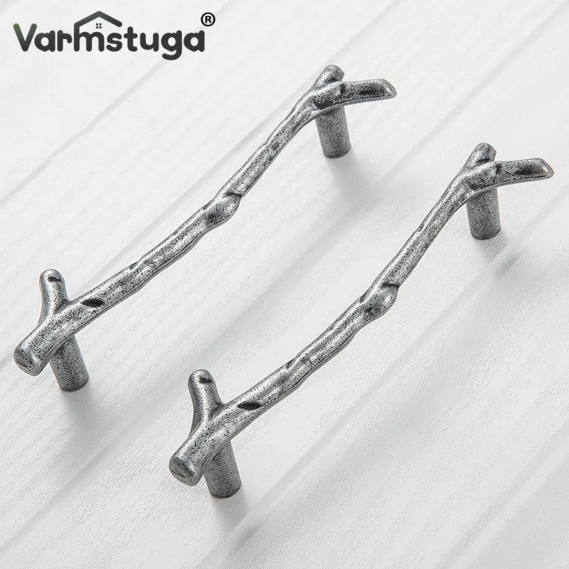 Fashion Tree Branch Furniture Handle 96mm 128mm Black Silver Bronze Kitchen Cabinet Handles Drawer Knobs Door Pulls Hardware
