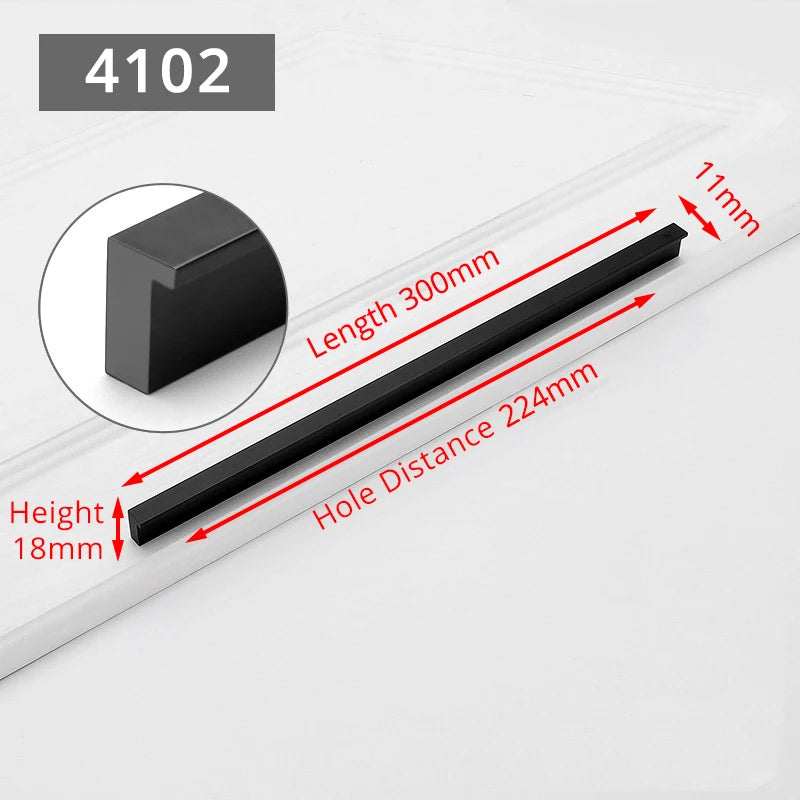 KAK Fashion Black Hidden Cabinet Handles Aluminum Alloy Kitchen Handles Cupboard Pulls Drawer Knobs Furniture Room Door Hardware